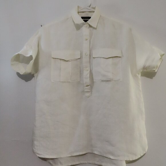 J.Crew White Irish Linen Cargo Style Pullover Size 00 - Picture 2 of 7